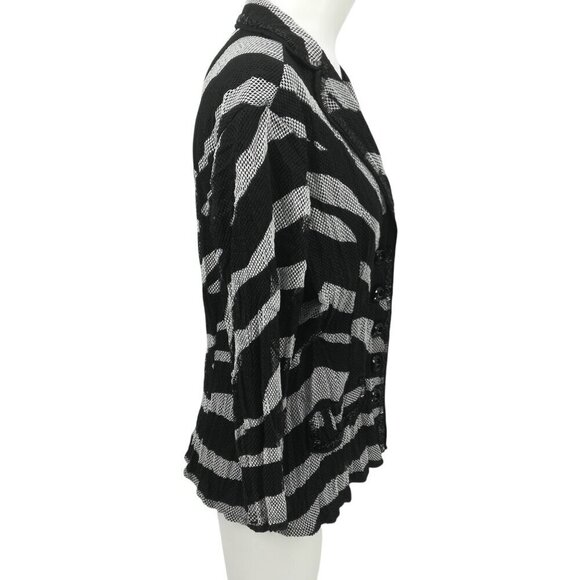 Alberto Makali Beaded Mesh Zebra Print Button Blazer Size XL 3/4 Sleeve Animal - Picture 12 of 13